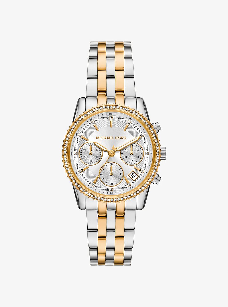 Mini Bryant Pav&eacute; Two-Tone Watch in TWO TONE | Michael Kors