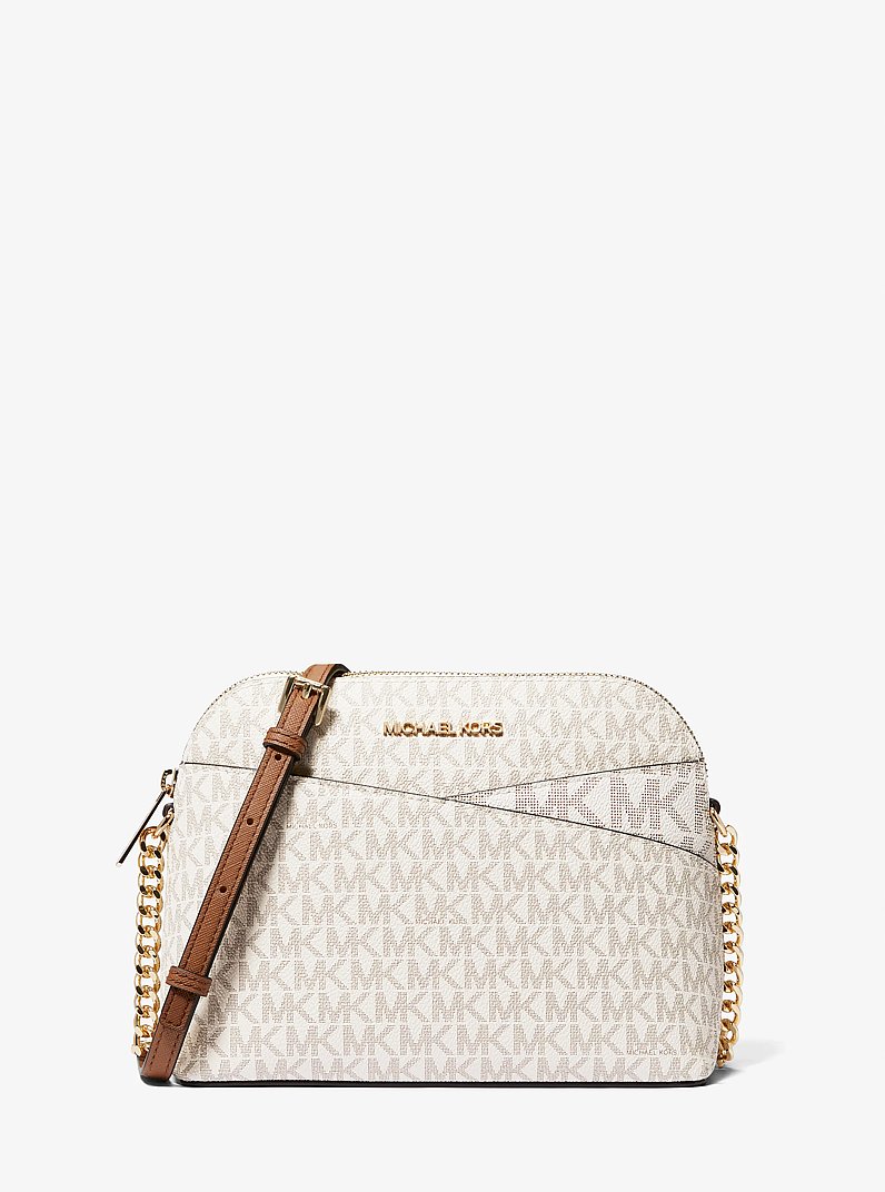 Bandolera Jet Set Travel mediana tipo c&uacute;pula con logotipo in VAINILLA | Michael Kors