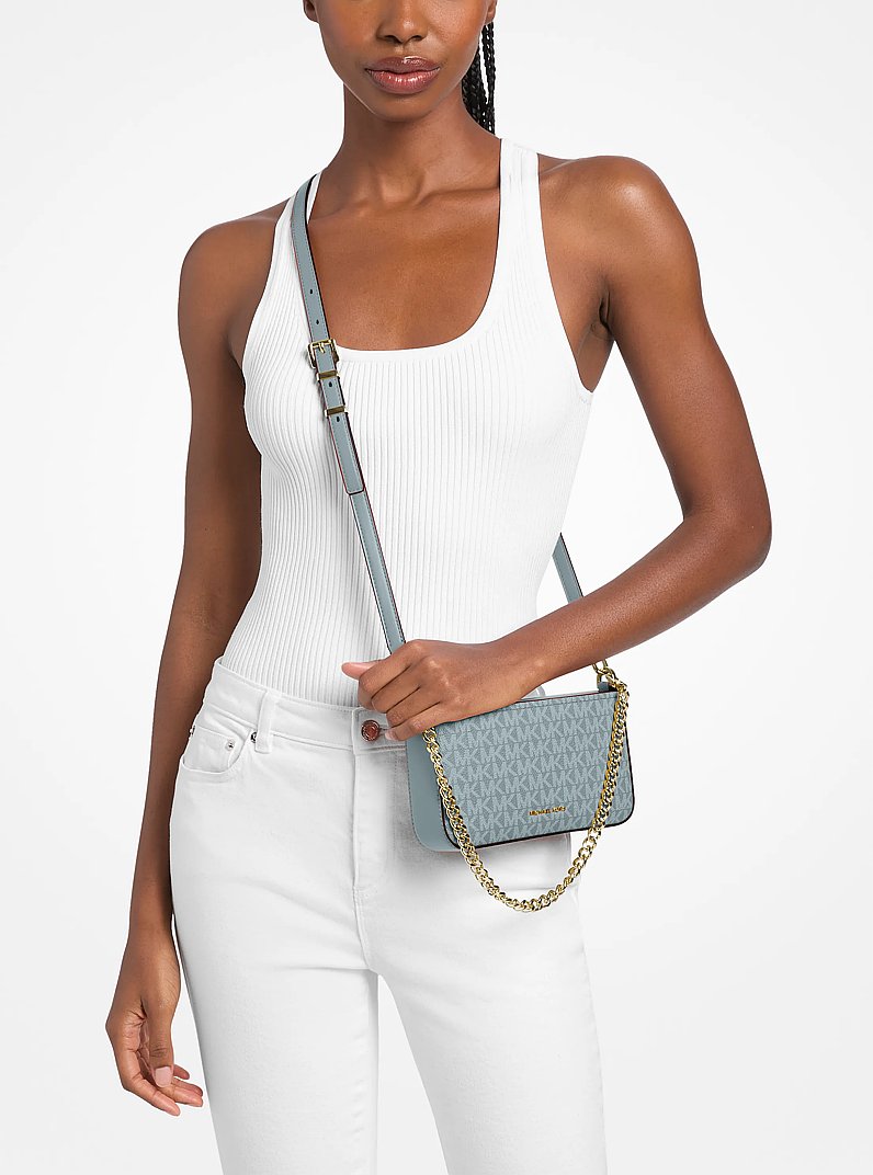 Bryant Small Signature Logo Convertible Pochette in CHAMBRAY | Michael Kors