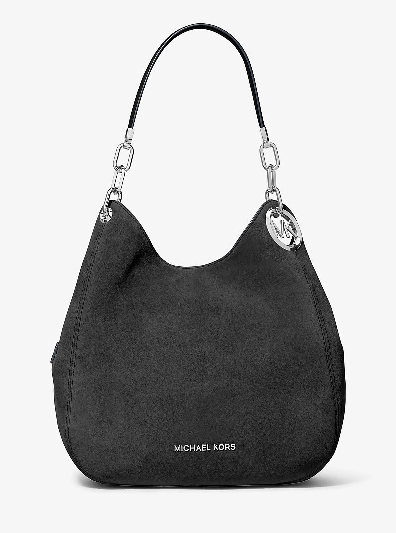 Lillie Large Suede Shoulder Bag in BLACK | Michael Kors