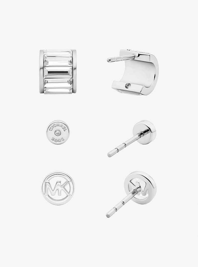Set de regalo de 3 piezas de aretes tipo bot&oacute;n de circonia c&uacute;bica in PLATEADO | Michael Kors
