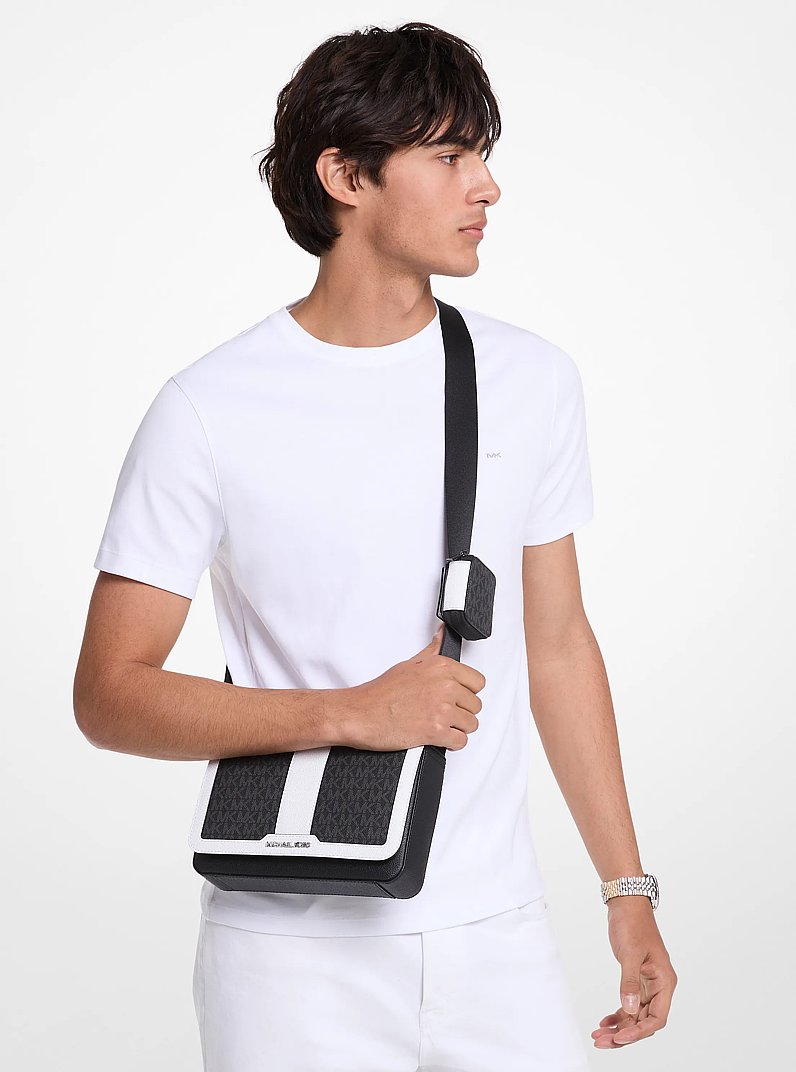 Cooper Color-Block Signature Logo Crossbody Bag with Pouch in BRIGHT WHT | Michael Kors
