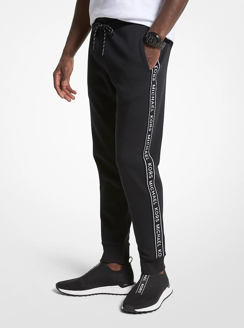 Logo Print Cotton Blend Joggers in BLACK | Michael Kors