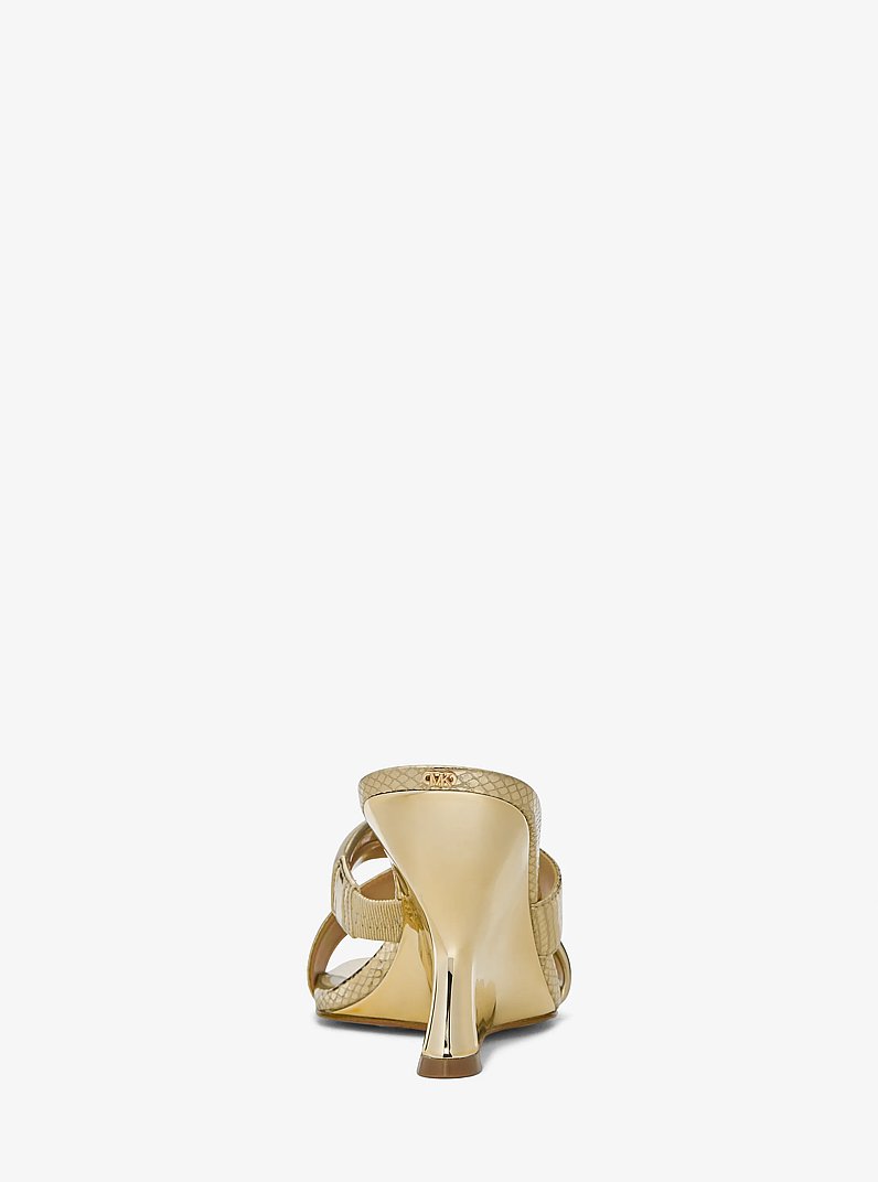 Nadina Metallic Snake Embossed Leather Mule in PALE GOLD | Michael Kors