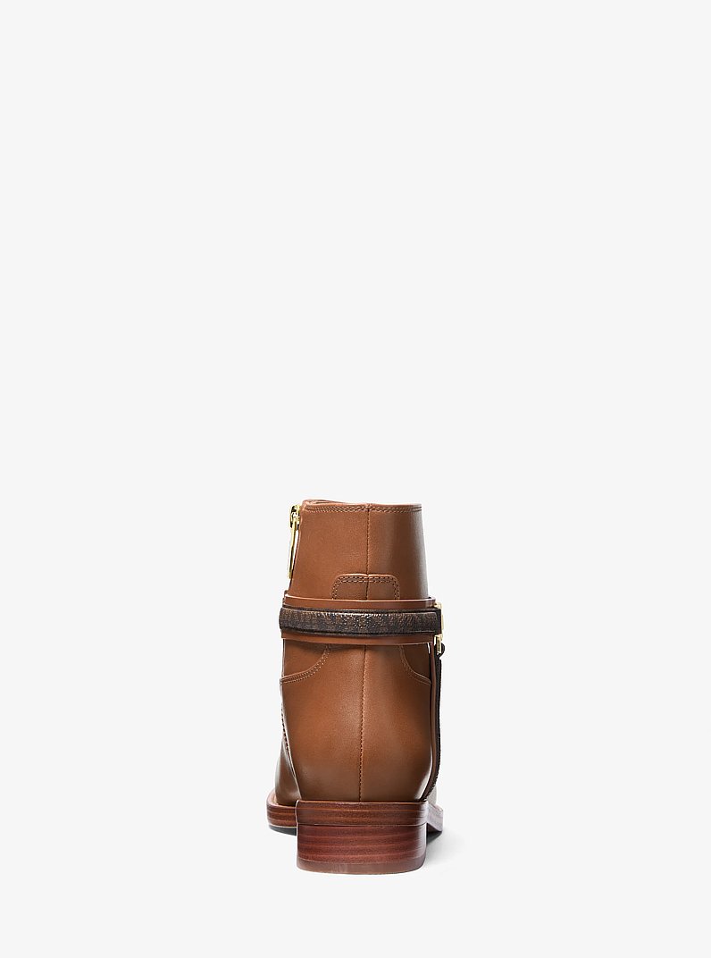 Mindy Leather and Signature Logo Trim Boot in LUGGAGE MULTI | Michael Kors