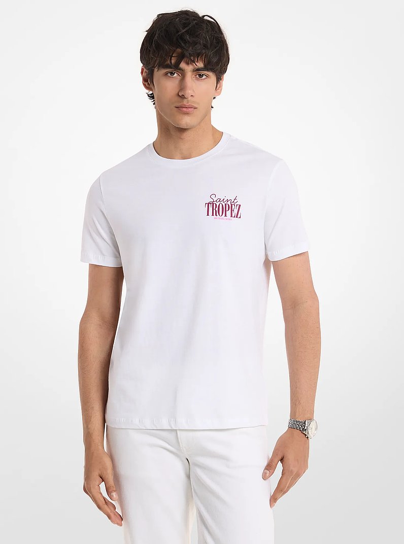 T-shirt in jersey di cotone Saint Tropez in BIANCO | Michael Kors