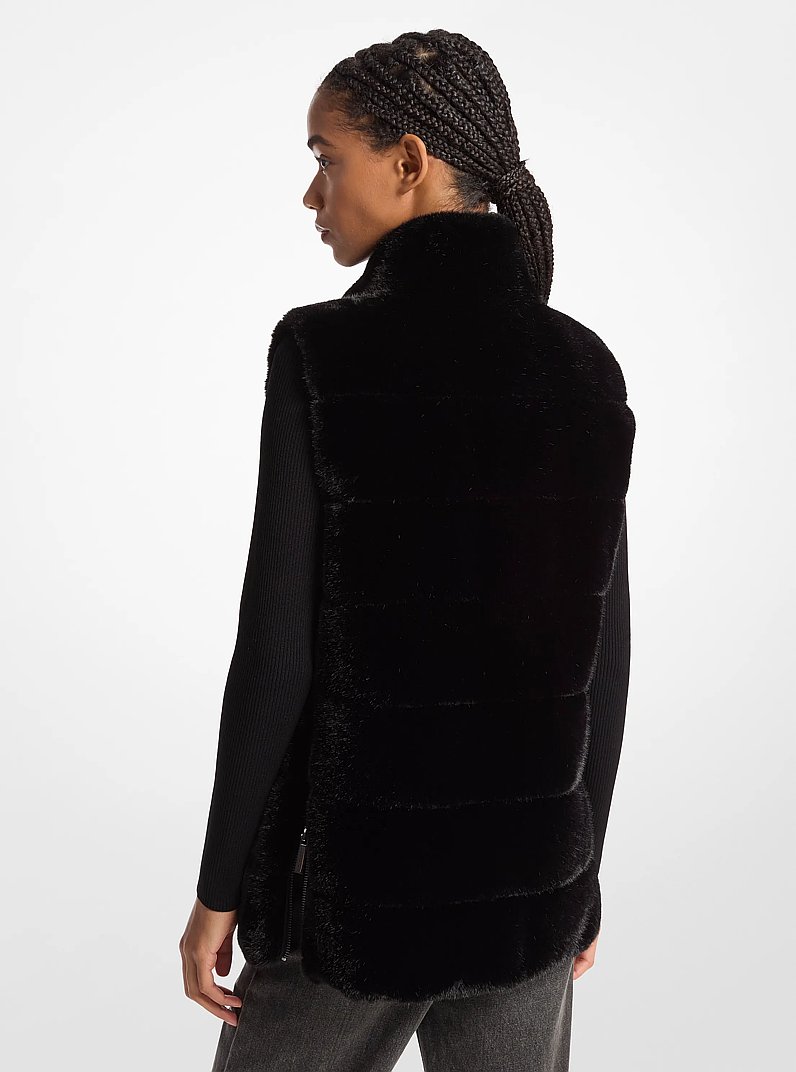 Quilted Faux Fur Vest in BLACK | Michael Kors