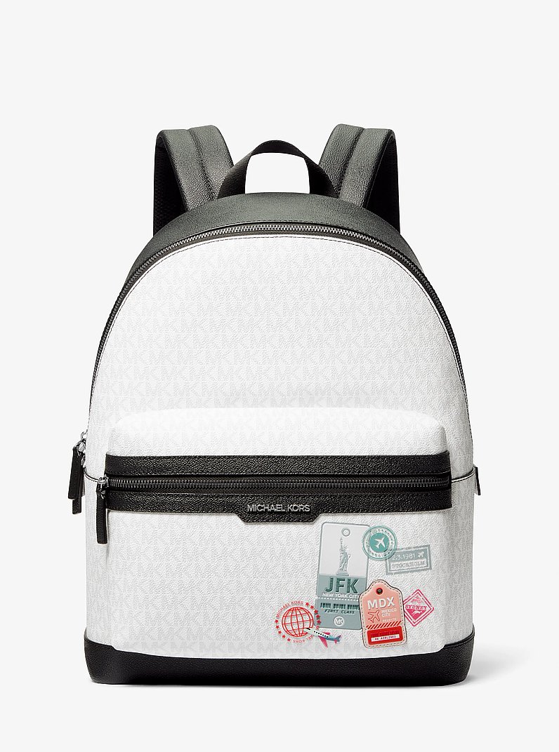 Embellished Medium Cooper Signature Logo Backpack in BRIGHT WHT | Michael Kors