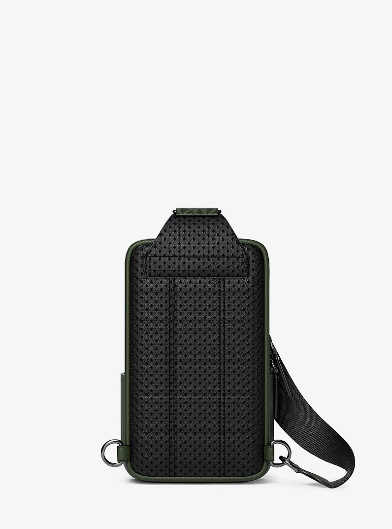 Cooper Medium Pebbled Leather and Signature Logo Sling Pack with Pouch in MOSS | Michael Kors