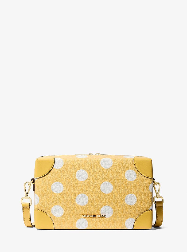 Bandolera Jeanie peque&ntilde;a tipo ba&uacute;l con lunares y logotipo exclusivo in AMARILLO MARGARITA | Michael Kors