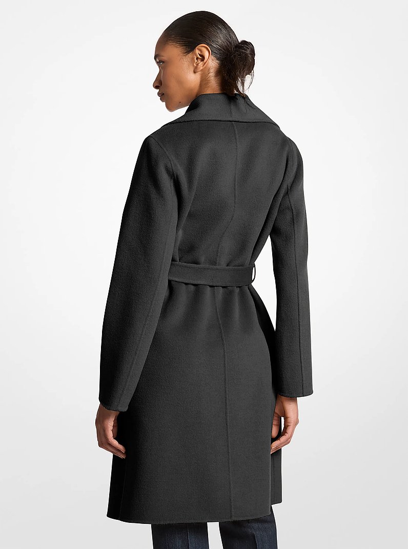 Wool Blend Wrap Coat in BLACK | Michael Kors