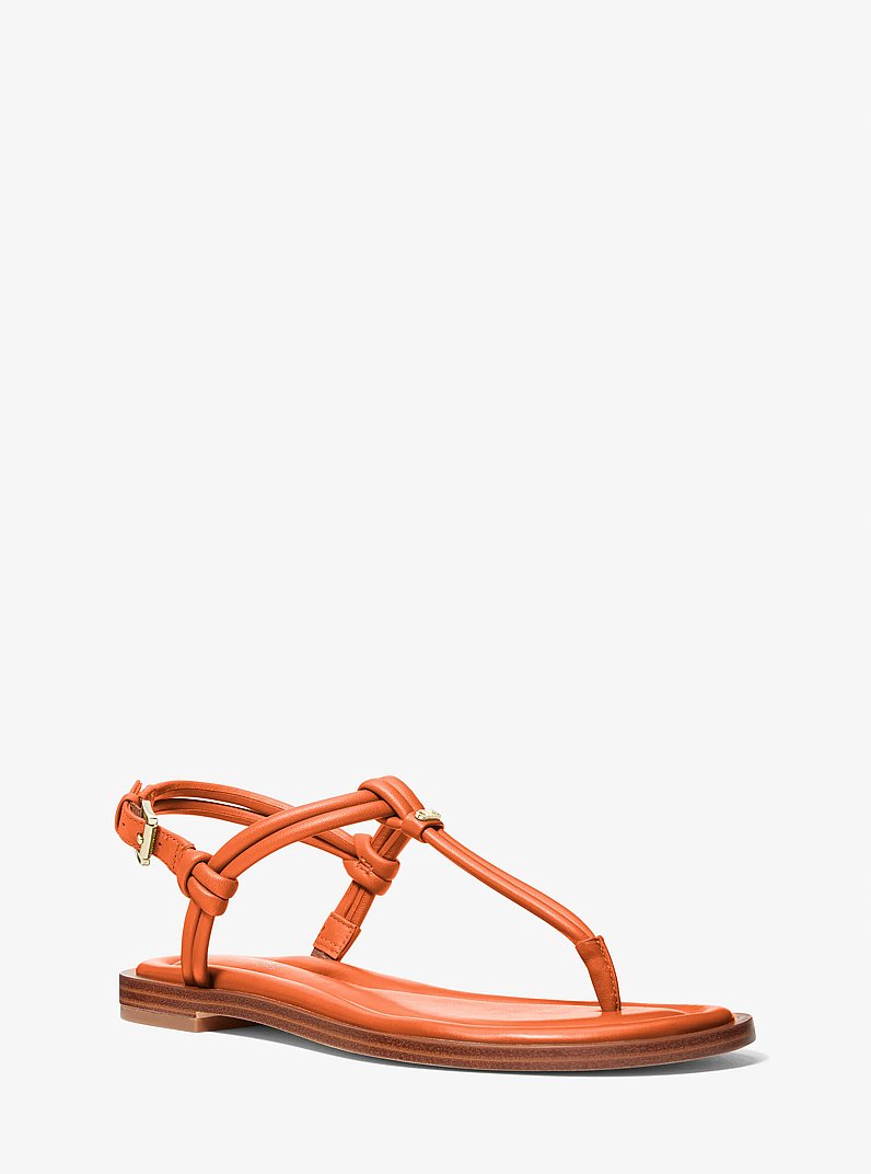Sandale Astra en cuir &agrave; bride en T in PUNCH ORANGE | Michael Kors