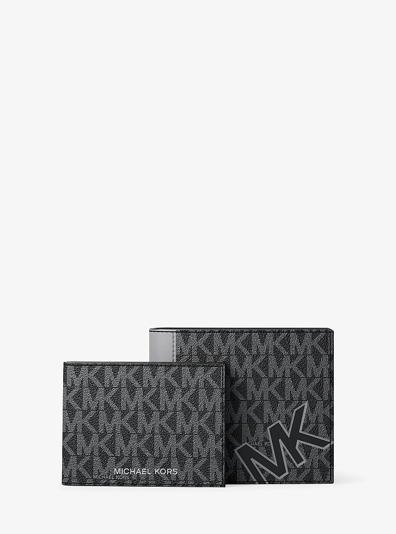 Cooper Signature Logo Billfold Wallet With Passcase in GUNMETAL | Michael Kors