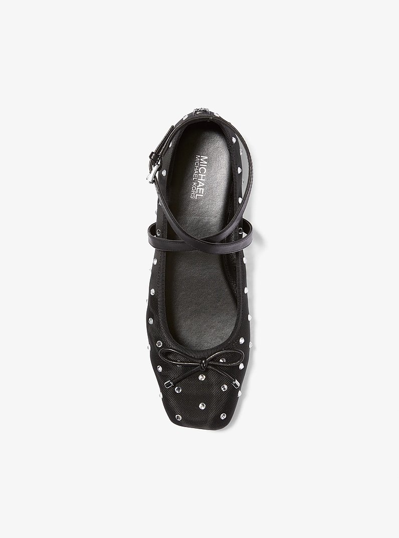 Collette Embellished Mesh Ballet Flat in BLACK | Michael Kors