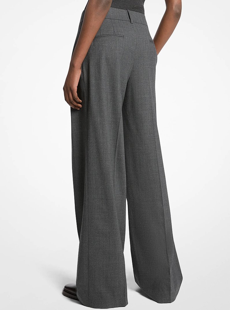 Stretch Wool Pleated Trousers