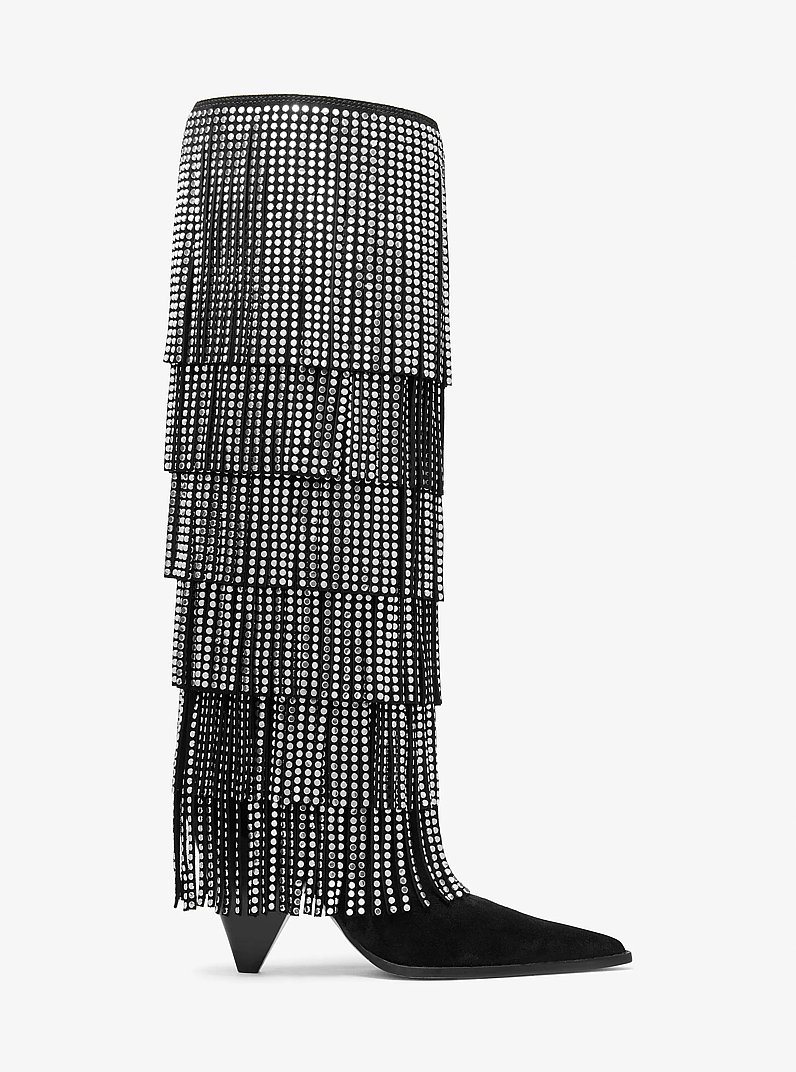 Bota Jayla de piel con adornos y flecos in NEGRO | Michael Kors