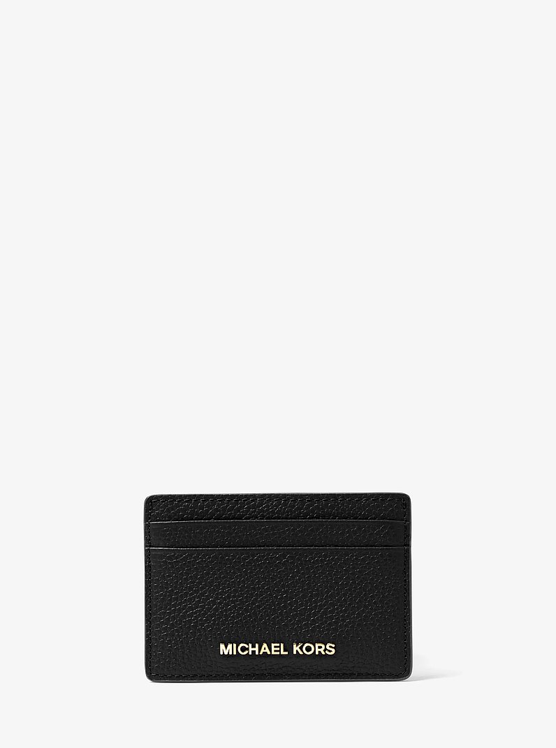 Pebbled Leather Card Case in BLACK | Michael Kors