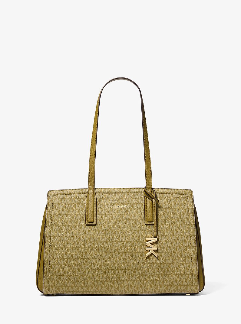Laila Medium Signature Logo Tote Bag in PISTACHIO | Michael Kors