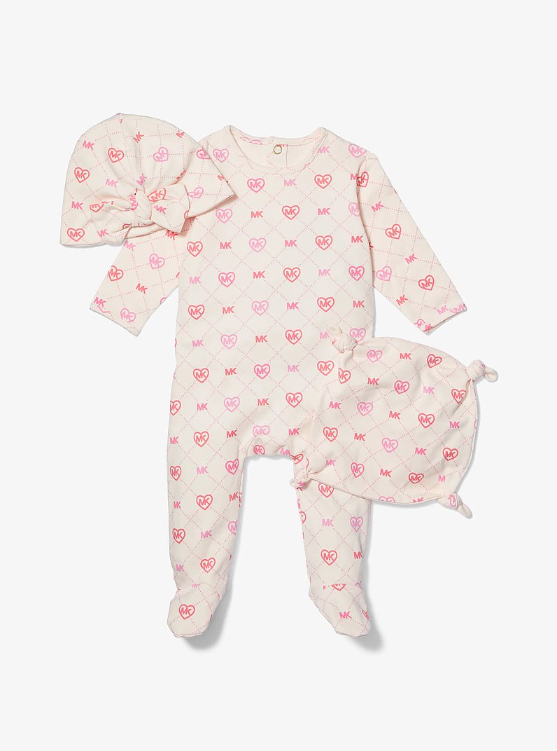 Metallic Logo Cotton Pajama Baby Gift Set in PALE PINK | Michael Kors