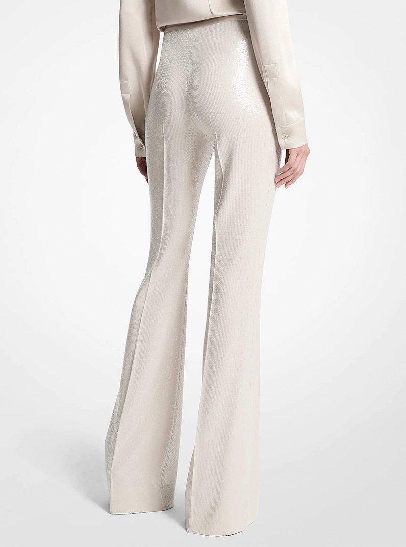 Sequined Flared Pants in OYSTER | Michael Kors