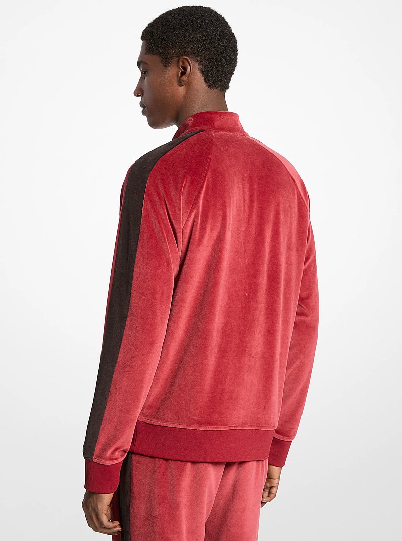 Veste ray&eacute;e &agrave; fermeture &eacute;clair en velours in CERISE | Michael Kors
