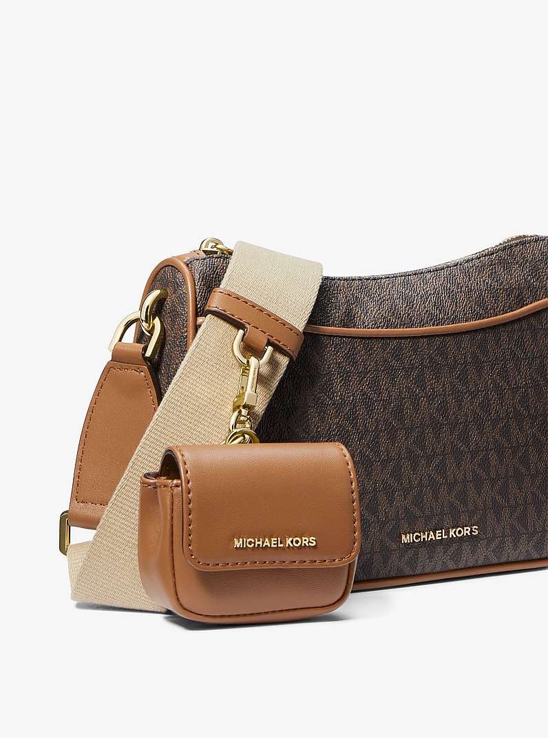 Jet Set Medium Signature Logo Crossbody Bag with Case for Apple AirPods Pro&reg; in BRN/ACORN | Michael Kors