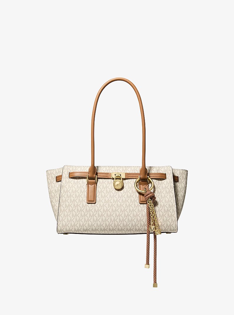 Bolso satchel Hamilton Moderne peque&ntilde;o con logotipo exclusivo in VAINILLA/BELLOTA | Michael Kors