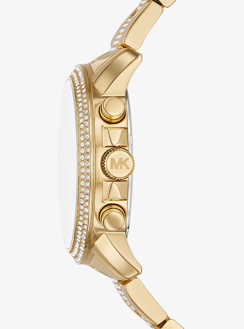 Oversized Brynn Pav&eacute; Gold-Tone Watch in GOLD | Michael Kors