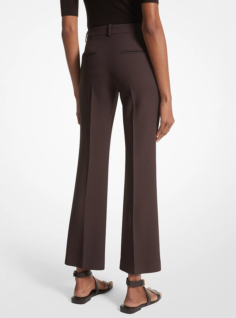 Haylee Double Crepe Sabl&eacute; Cropped Flared Trousers in CHOCOLATE | Michael Kors