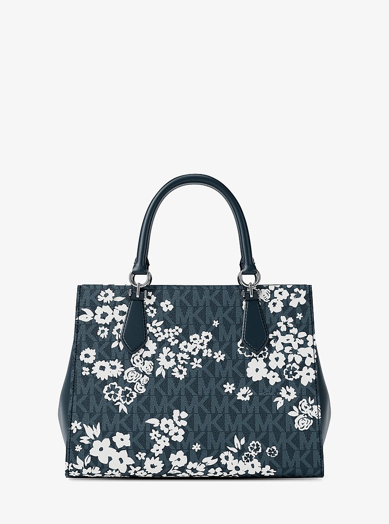 Marilyn Medium Printed Signature Logo Satchel in ADMIRAL | Michael Kors