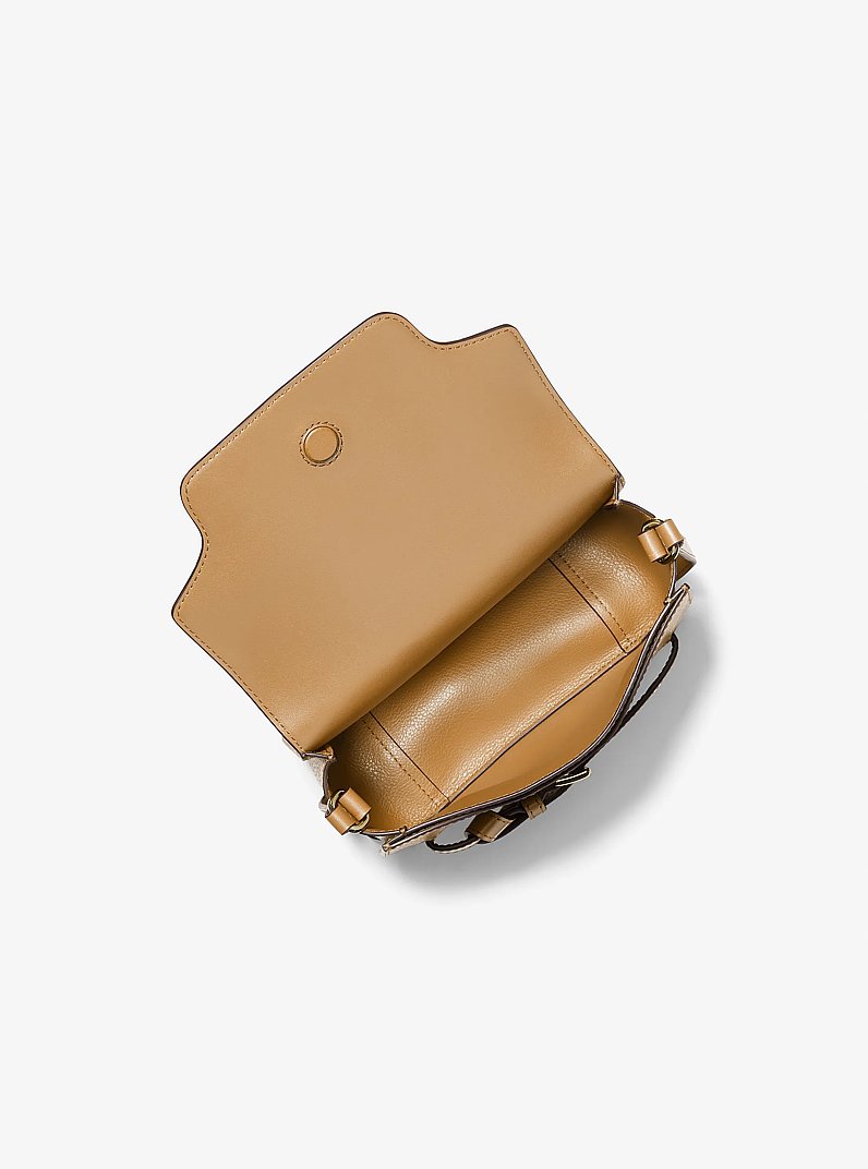 Emilia Small Pebbled Leather Saddle Crossbody Bag in BURNT KHAKI | Michael Kors