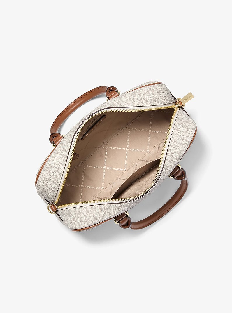 Thompson Medium Signature Logo Satchel in VANILLA | Michael Kors