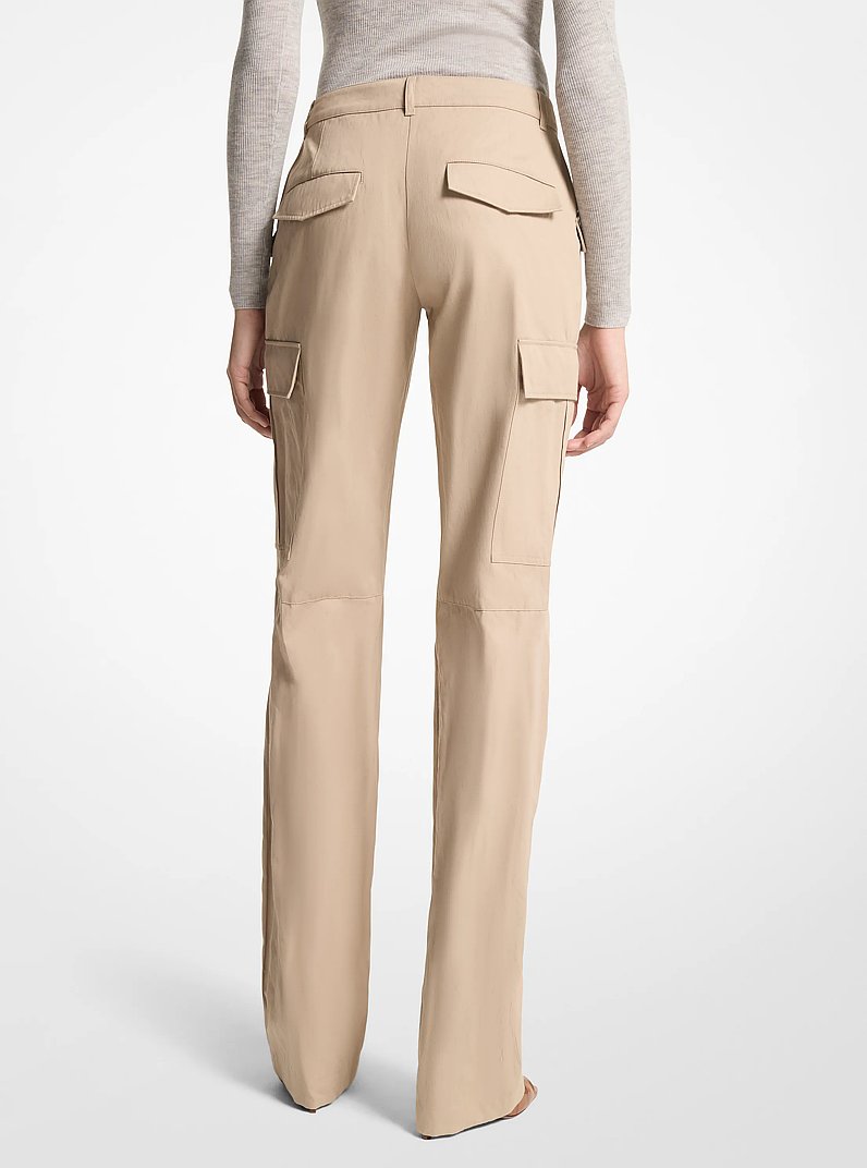 Crushed Cotton Gabardine Cargo Trousers in SAND | Michael Kors