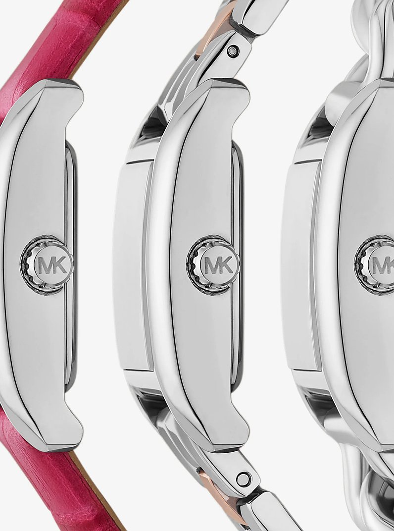 Petite Monroe Two-Tone and Crocodile-Embossed Leather Watch Strap