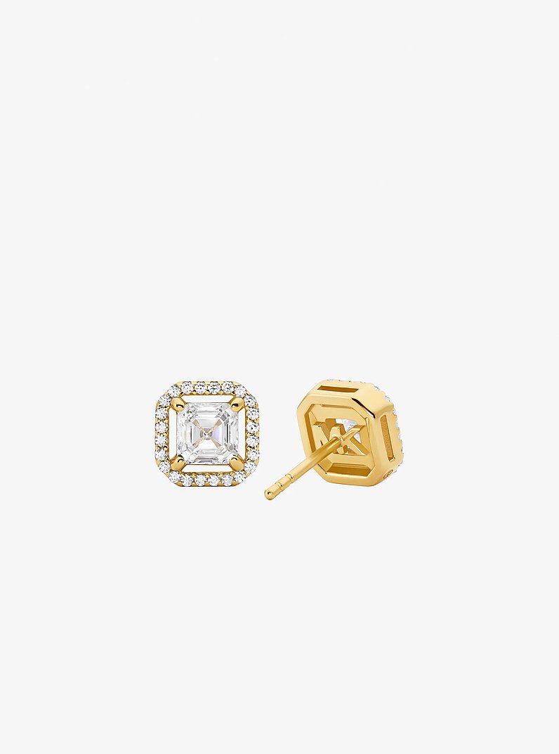Precious Metal-Plated Sterling Silver Pav&eacute; Stud Earrings in GOLD | Michael Kors