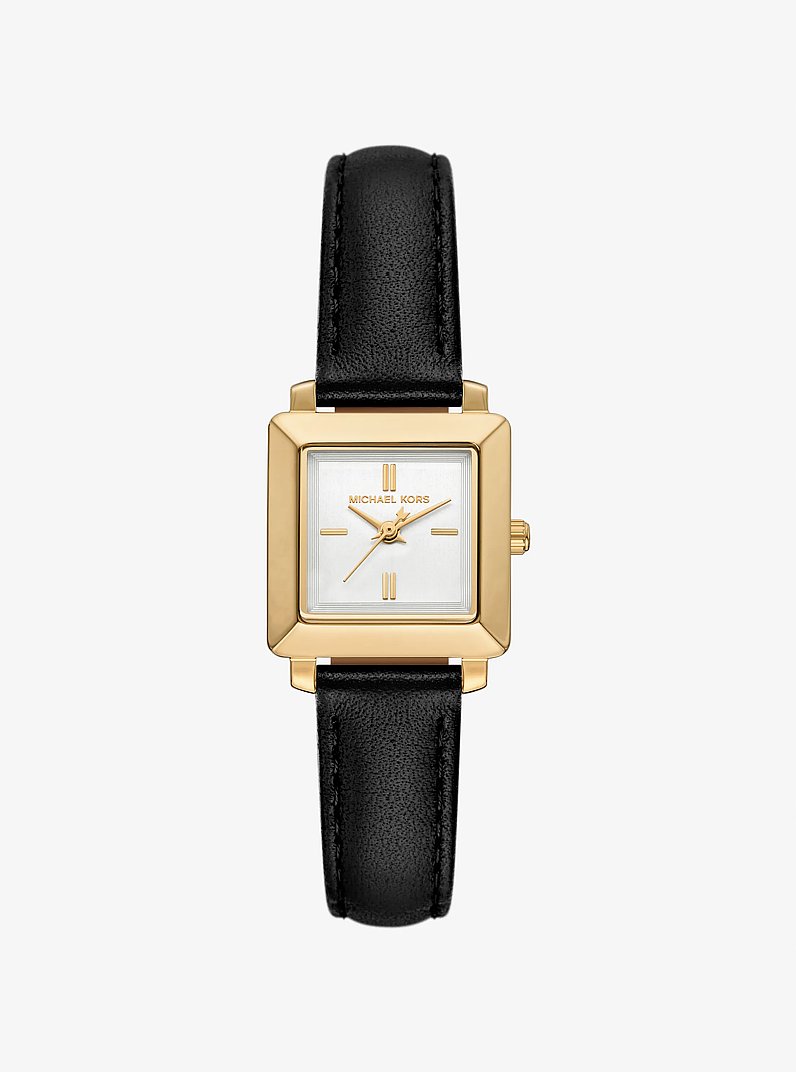 Mini Gwynn Gold-Tone and Leather Watch in NEGRO | Michael Kors