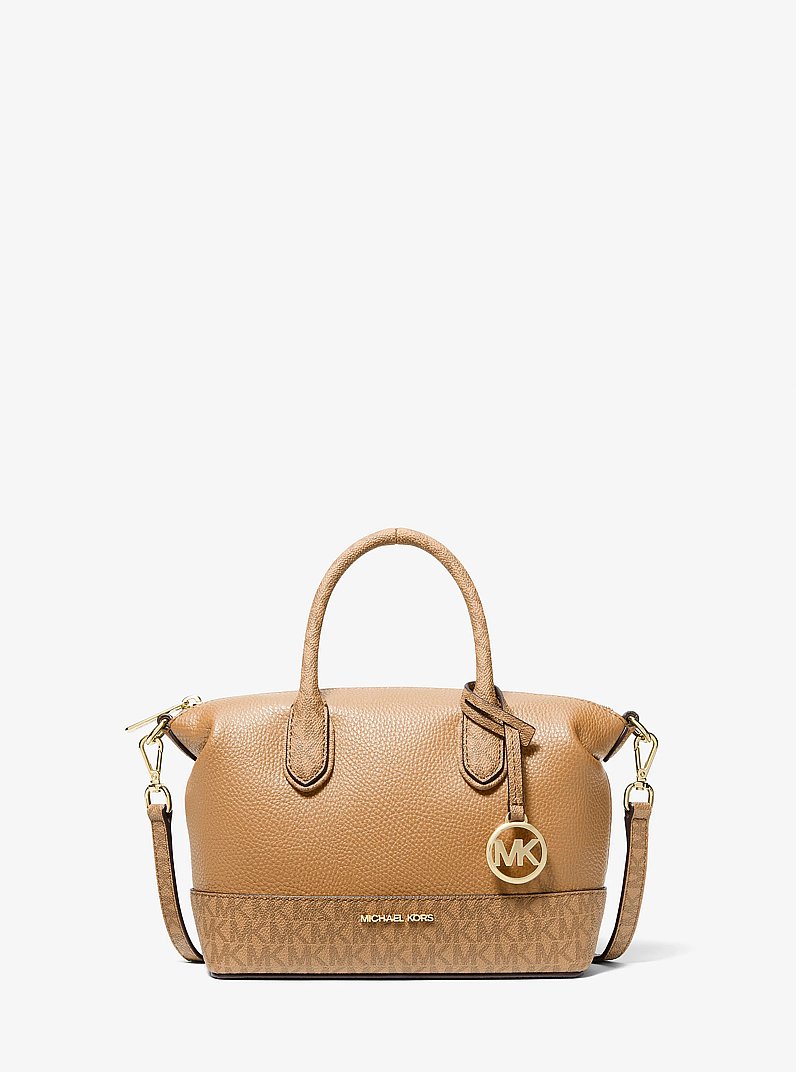 Hyde Small Pebbled and Signature Logo Satchel in CAMEL | Michael Kors