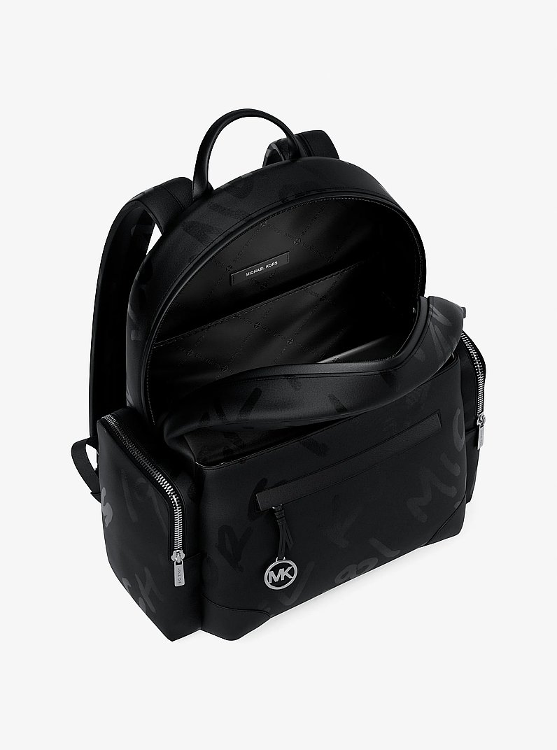Prescott Large Printed Nylon Backpack in BLACK | Michael Kors