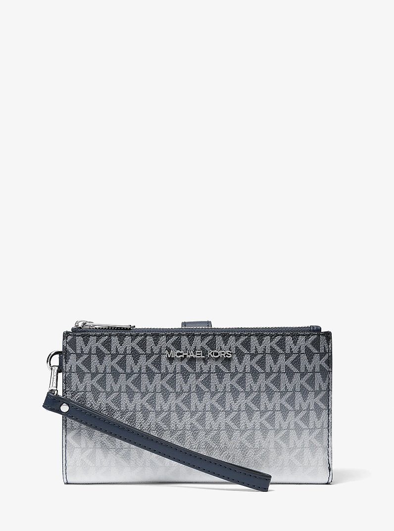 Jet Set Large Ombr&eacute; Signature Logo Wristlet in NAVY | Michael Kors