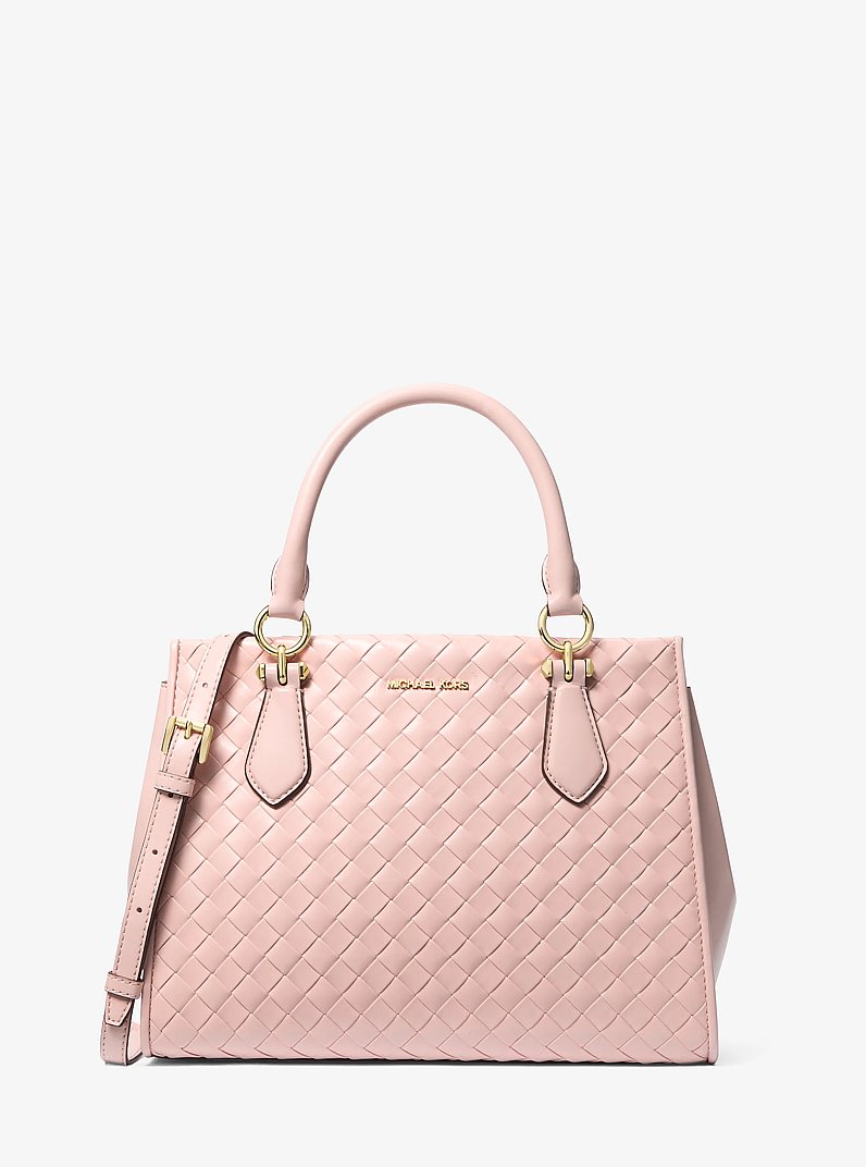 Marilyn Medium Woven Satchel in POWDER BLUSH | Michael Kors