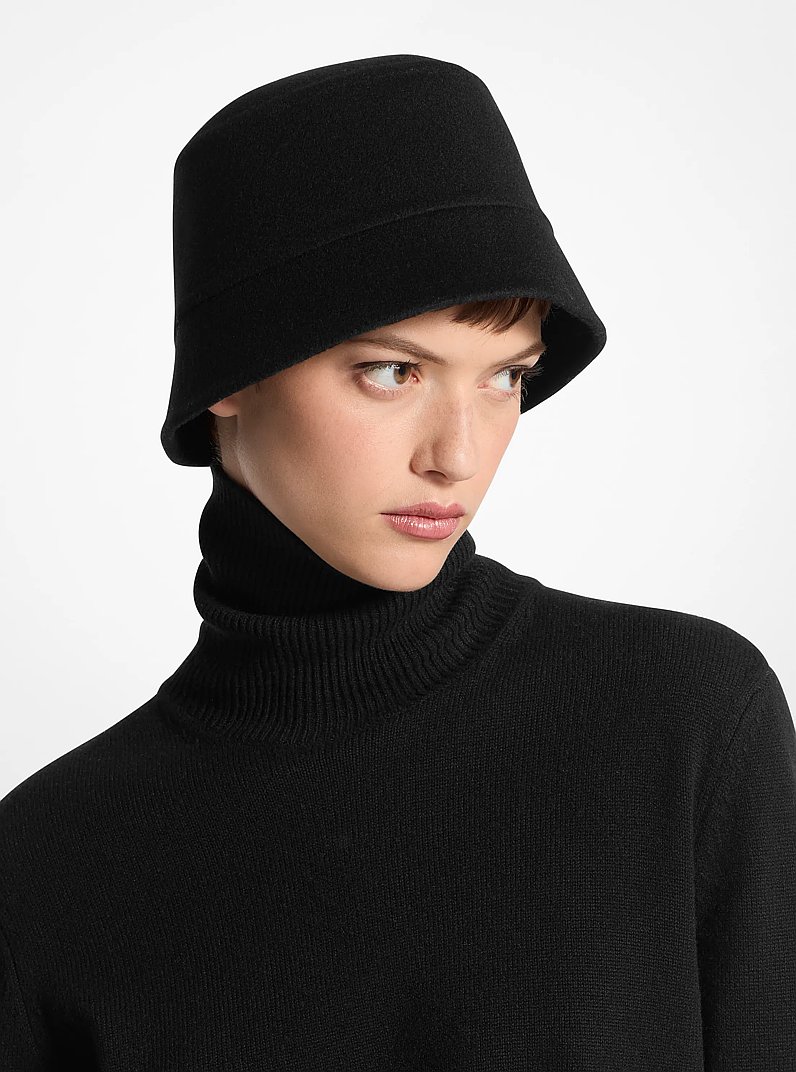 Wool Melton Bucket Hat in BLACK | Michael Kors