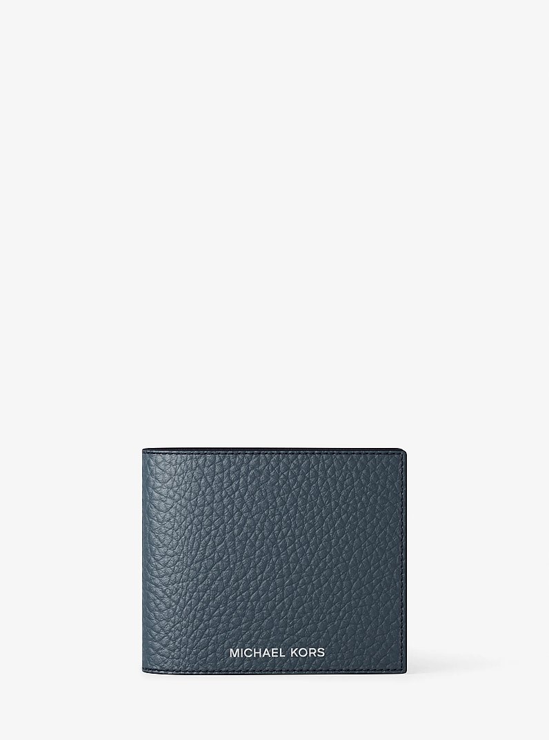 Pebbled Leather Billfold Wallet and Signature Logo Card Case Gift Set in ADMRL/PLBLUE | Michael Kors