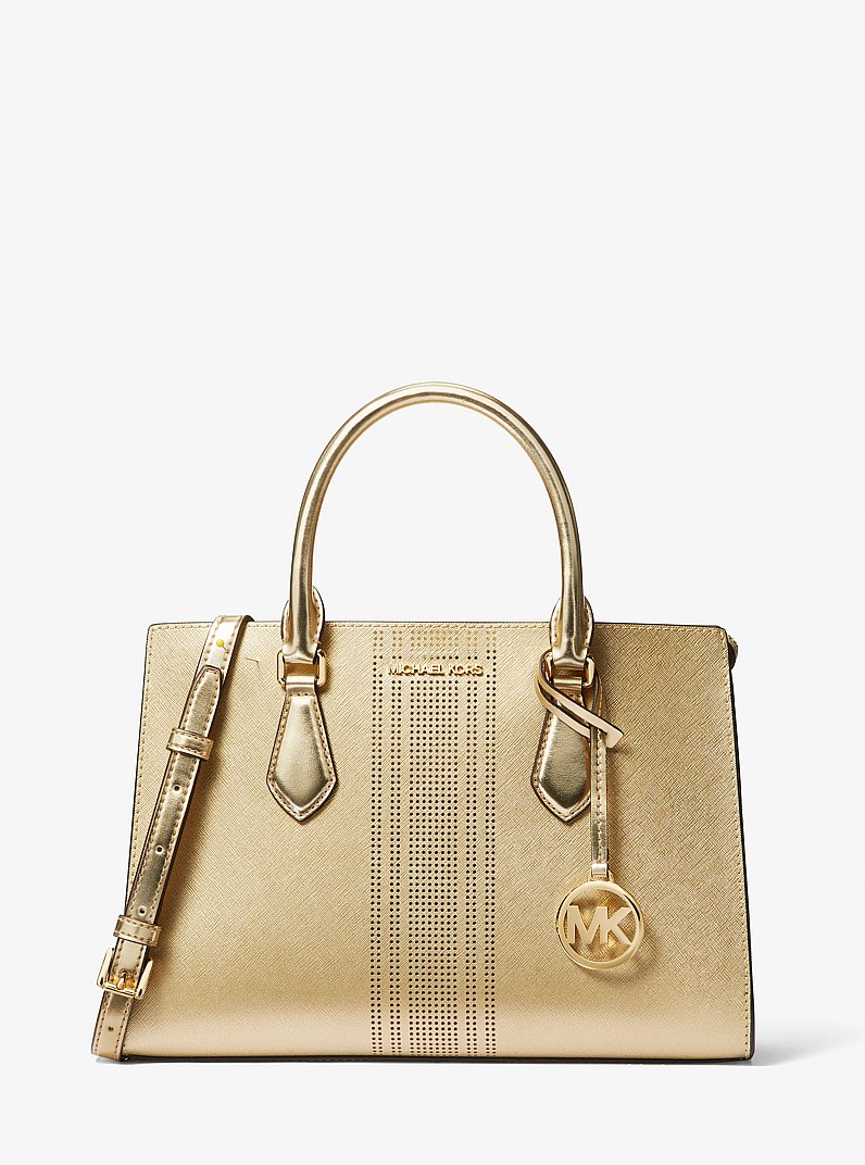 Sheila Medium Metallic Satchel in DORADO P&Aacute;LIDO | Michael Kors