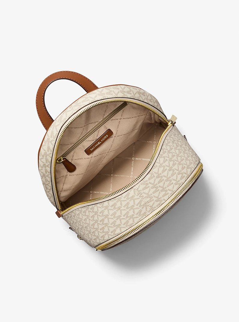 Rhea Medium Signature Logo Backpack in VANILLA | Michael Kors