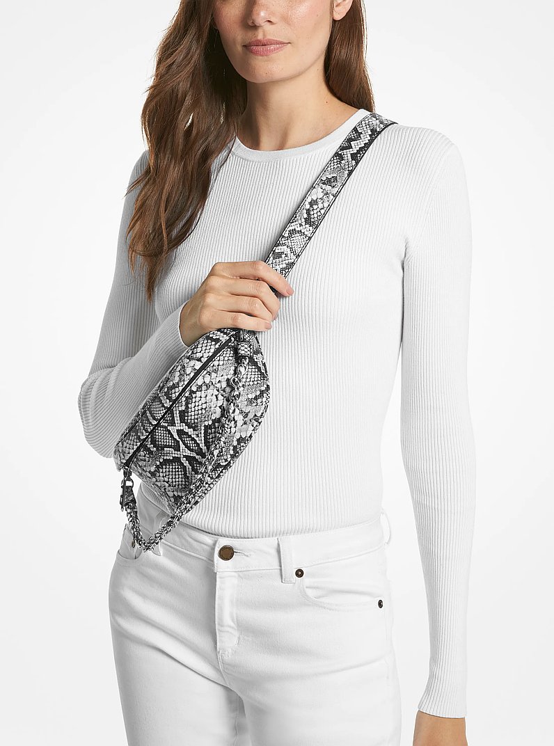 Slater Extra-Small Snake Embossed Leather Sling Pack