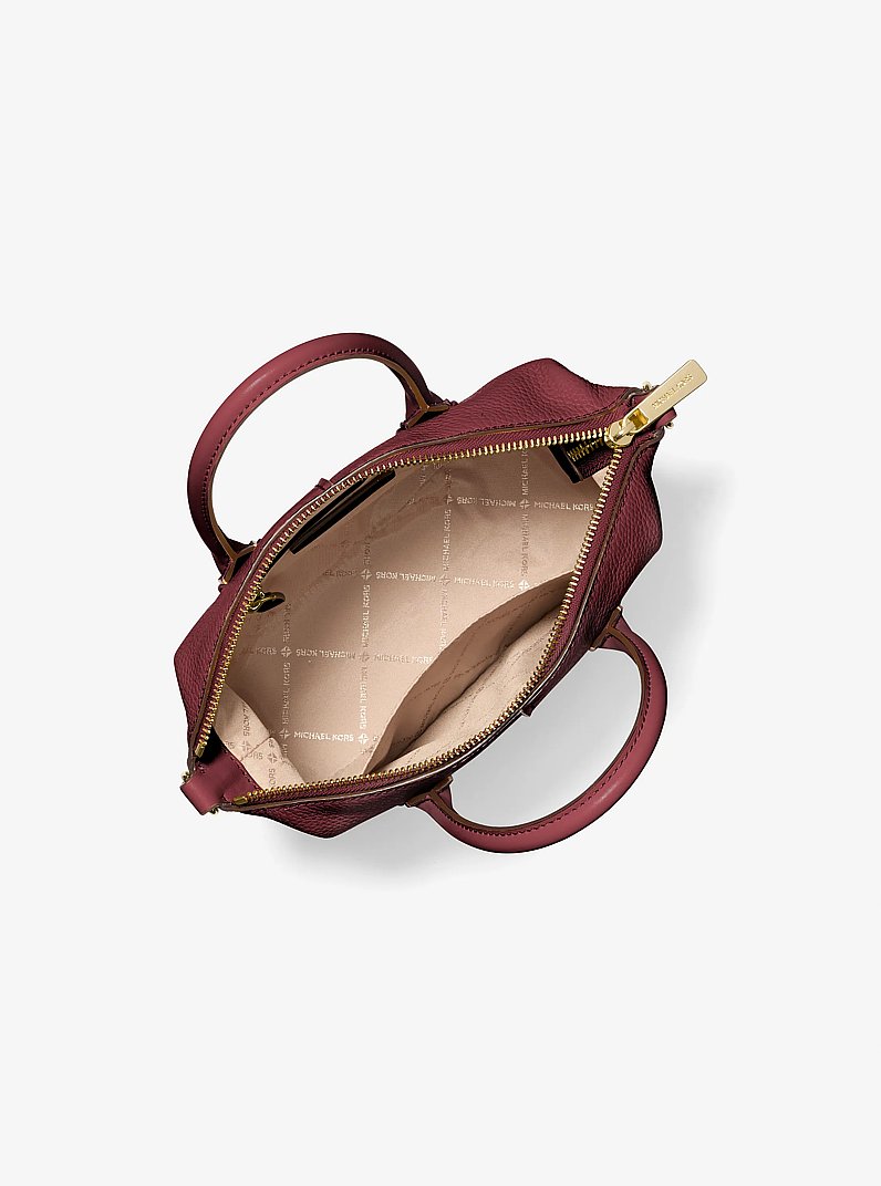 Hyde Small Pebbled Leather Satchel in OXBLOOD | Michael Kors