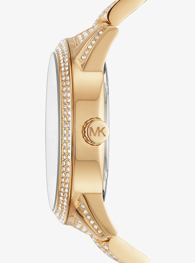 Reloj Bradshaw oversize en tono dorado con pav&eacute; in DORADO | Michael Kors