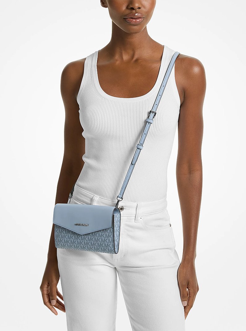 Charlotte Large Leather and Signature Logo 3-in-1 Tote Bag in PALE BLUE | Michael Kors