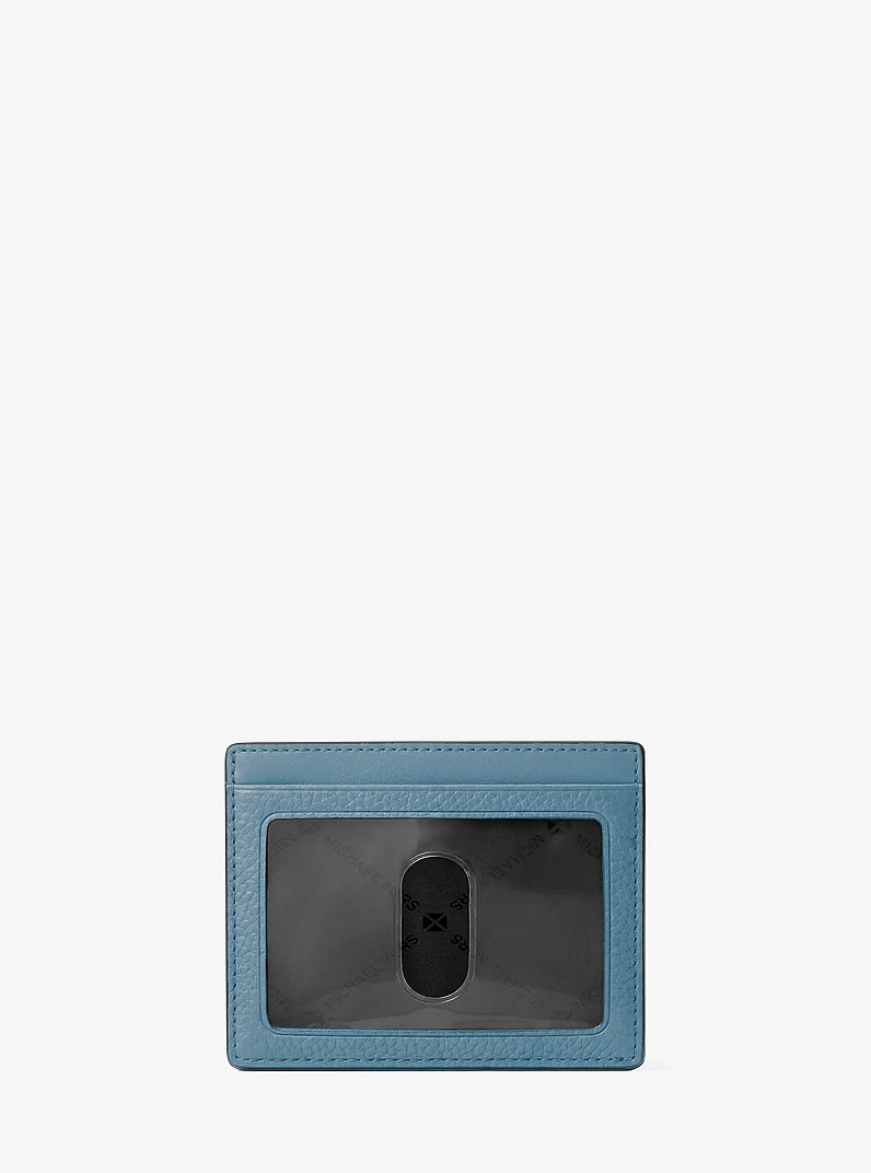 Cooper Pebbled Leather Card Case in DENIM | Michael Kors