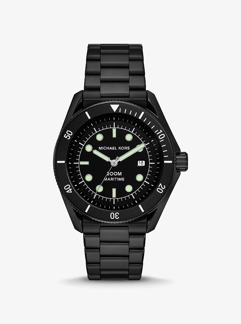 みいこブラックS Oversized Maritime Black-Tone Watch in BLACK - Sale | Michael Kors